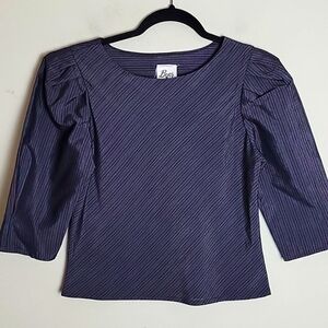 Vintage 80s striped puff sleeve blouse top